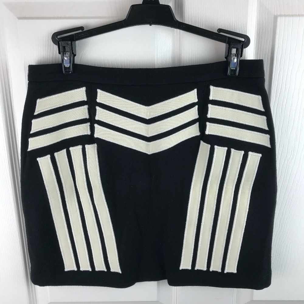 Sea New York Embroidered Wool Skirt Black Ivory Medium